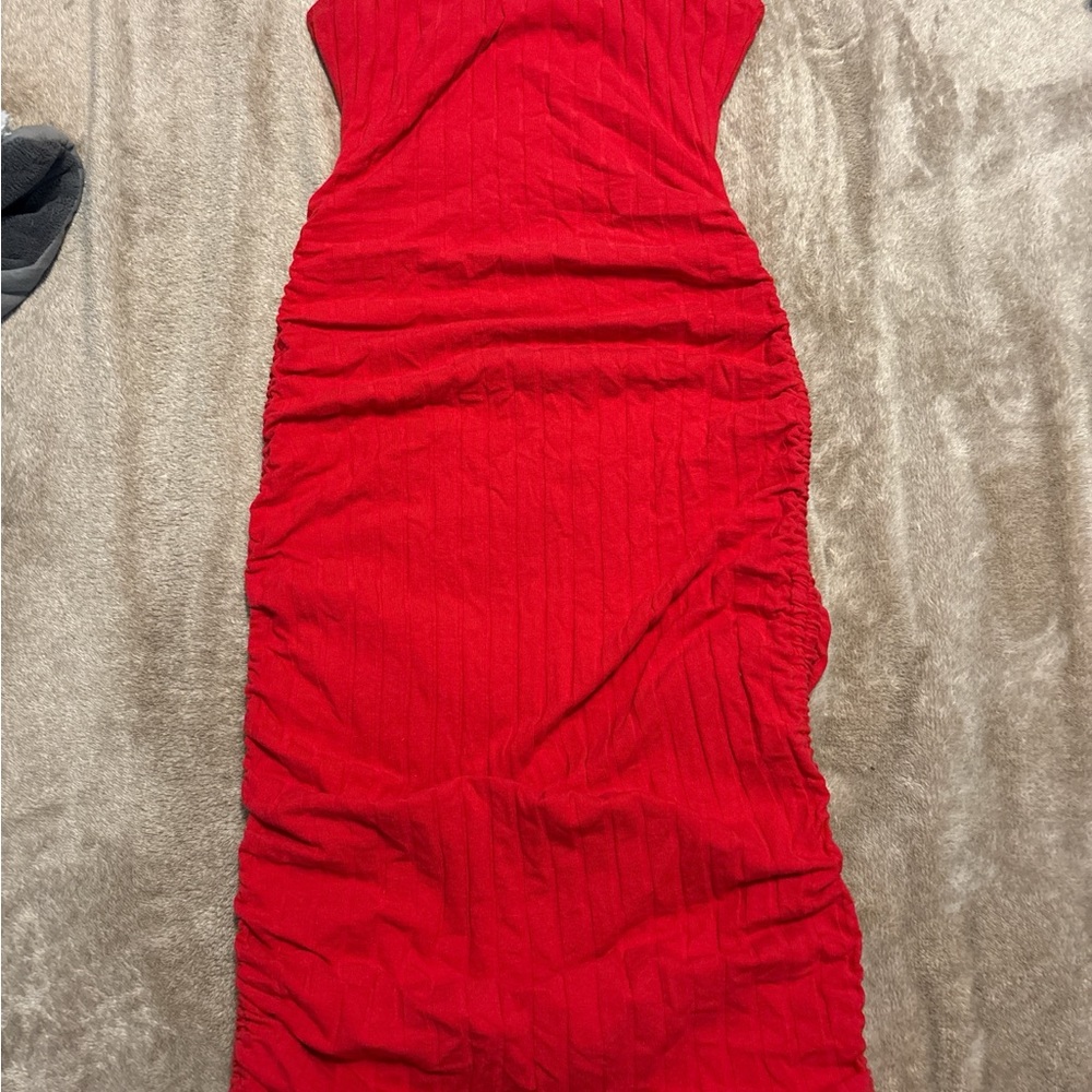 SHEIN Vibrant Red Strapless Dress